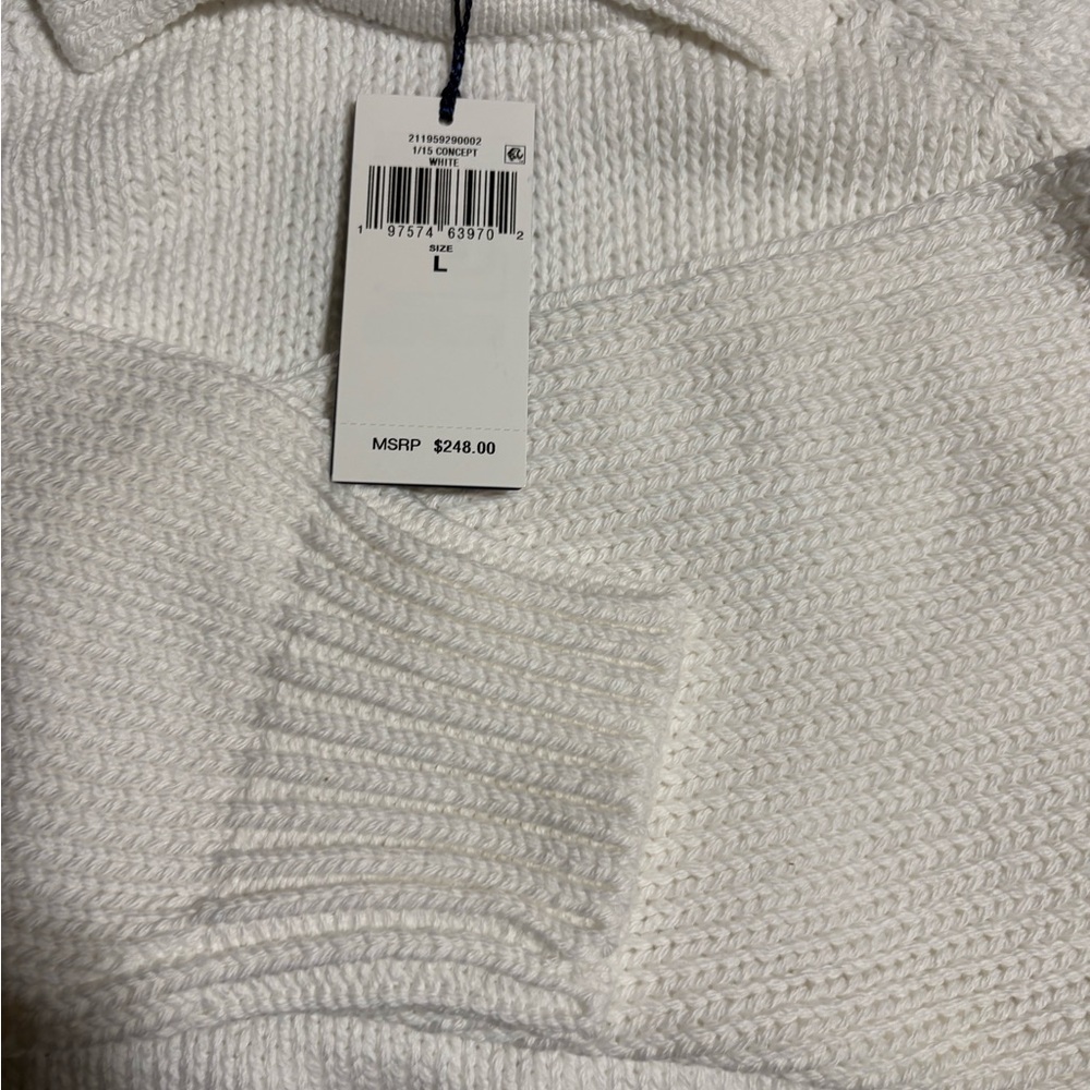 Polo Ralph Laure Layered-Collar Cotton Sweater | color: white | size L - Picture 2 of 10